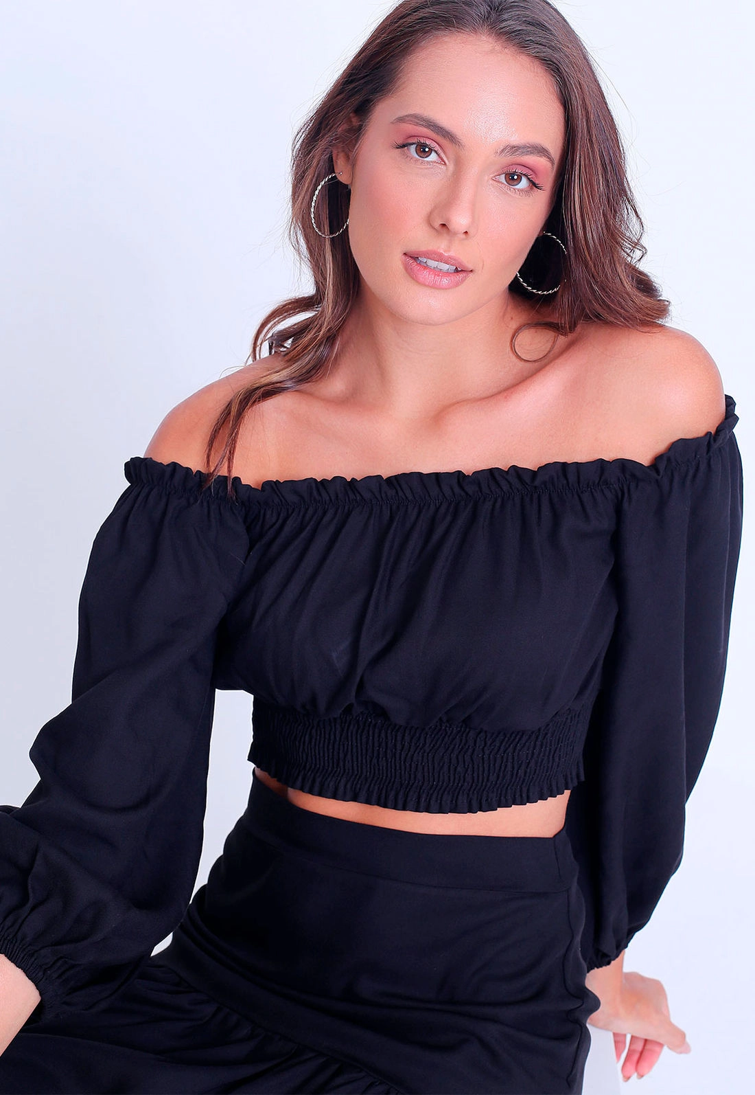 Blusa Cropped Viscose Manga 7/8