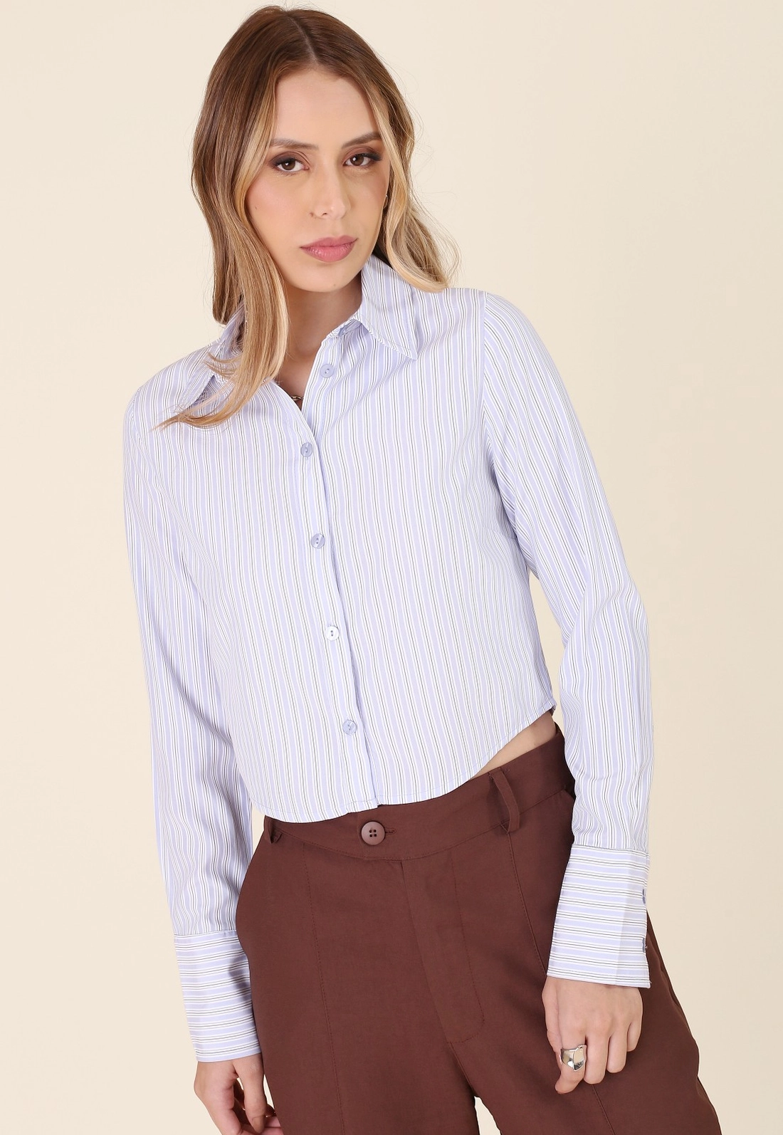 Camisa Cropped Manga Longa