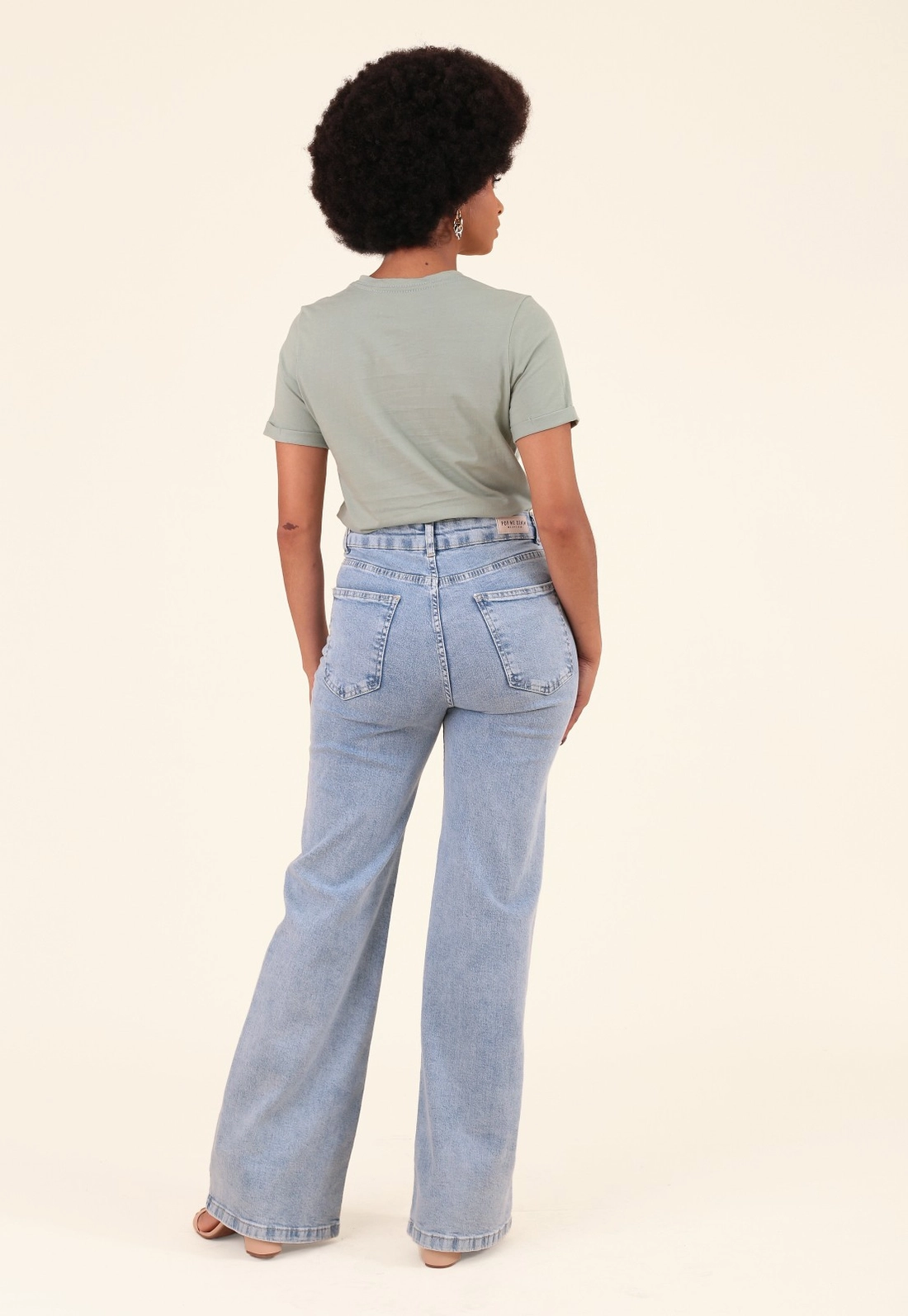 Calça Jeans Wide Leg Azul Claro