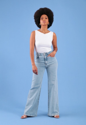 Calça Jeans Wide Leg Azul Claro