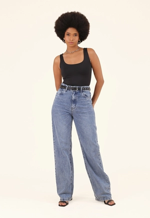 Calça Jeans Reta Azul Médio