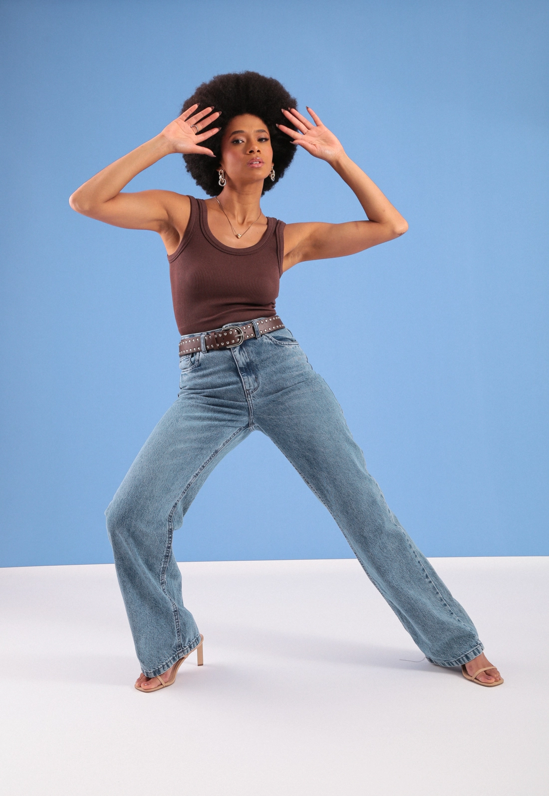 Calça Jeans Reta Azul Médio