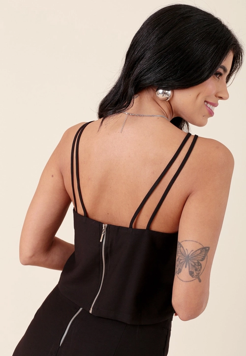 Blusa Alça Dupla Em Alfaiataria