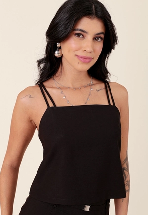 Blusa Alça Dupla Em Alfaiataria