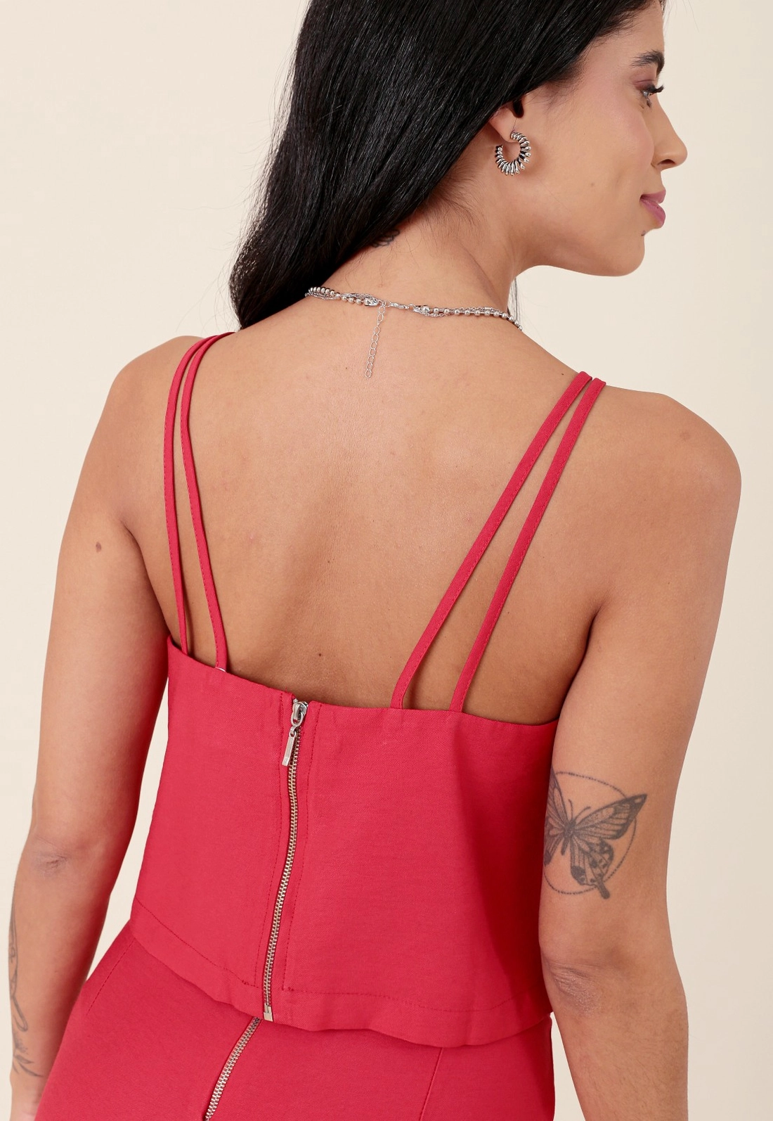 Blusa Alça Dupla Em Alfaiataria