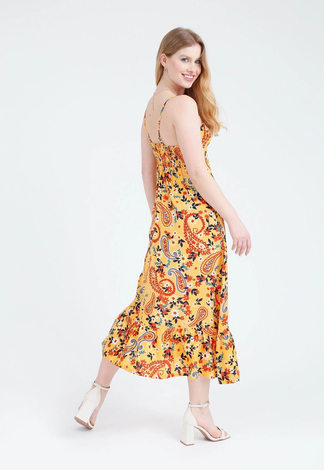 Vestido Viscose Midi Alça Cashmere