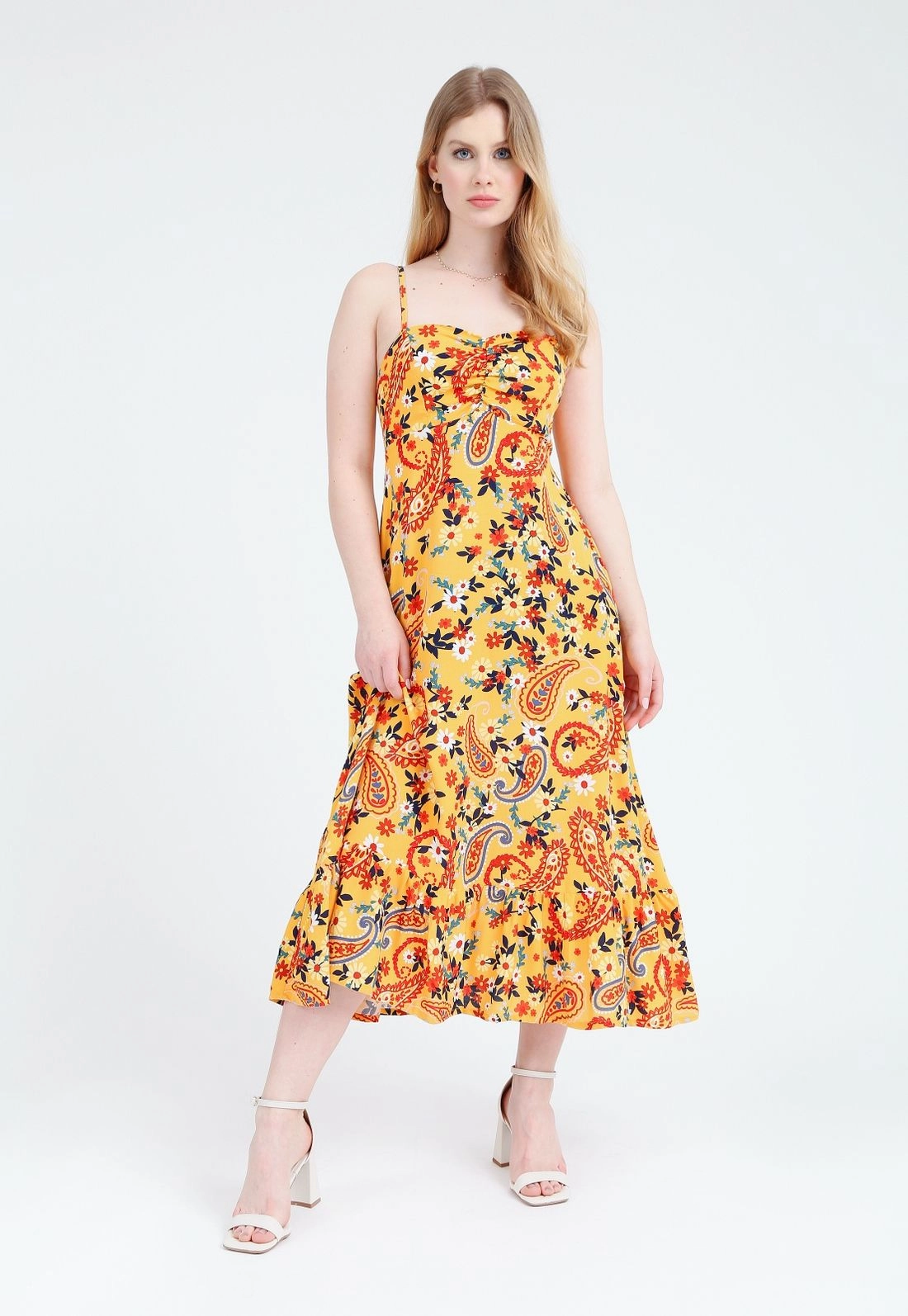 Vestido Viscose Midi Alça Cashmere