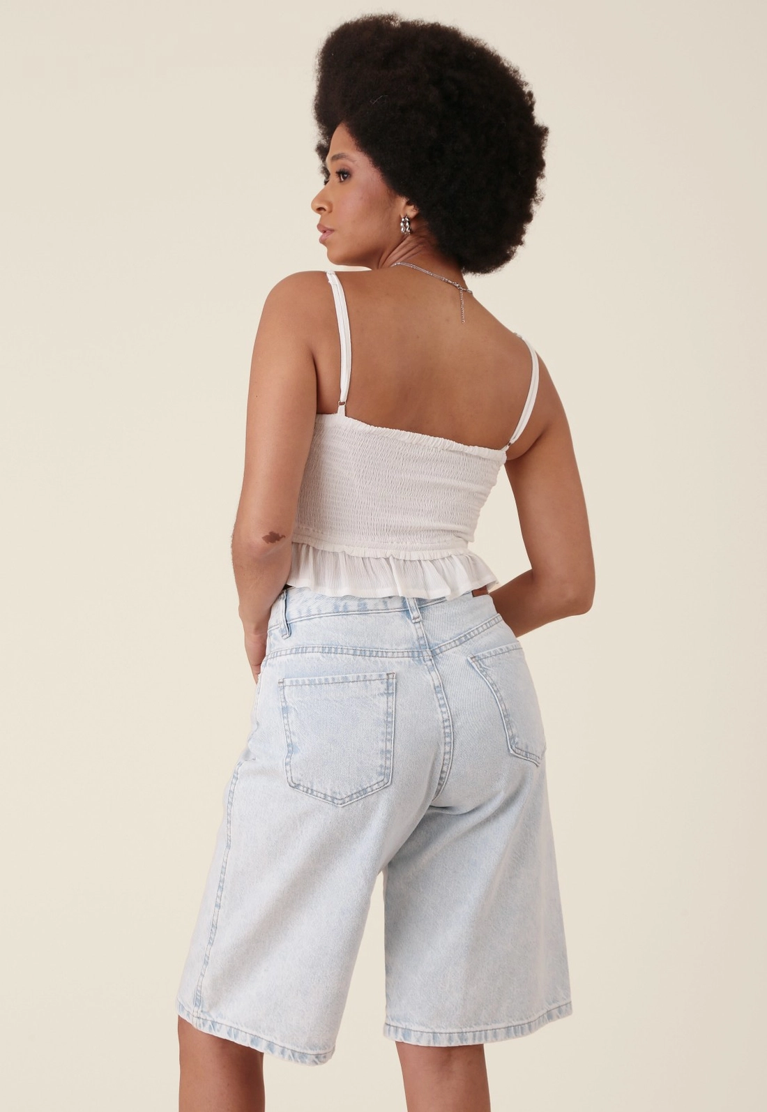Bermuda Jorts Em Jeans Azul Claro