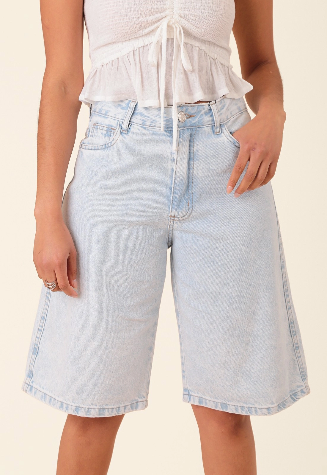 Bermuda Jorts Em Jeans Azul Claro