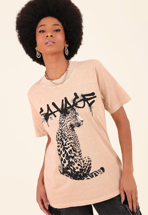 T-Shirt Em Algodão Estonado Savage