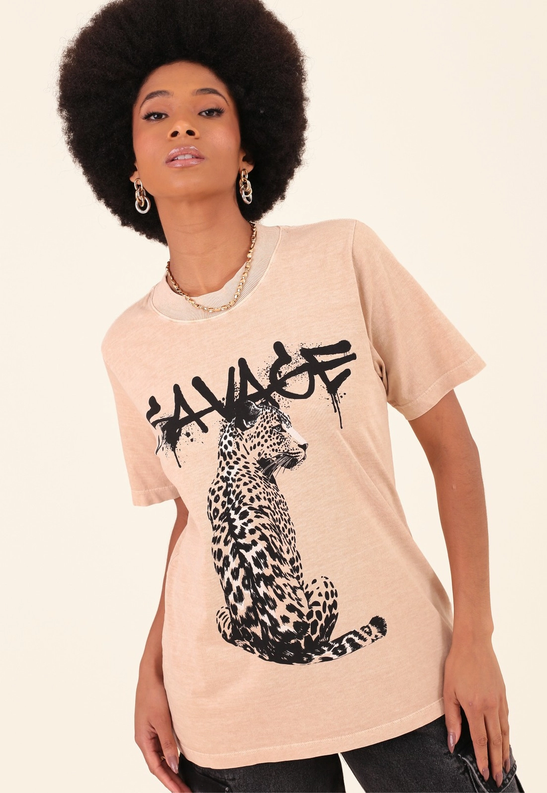 T-Shirt Em Algodão Estonado Savage