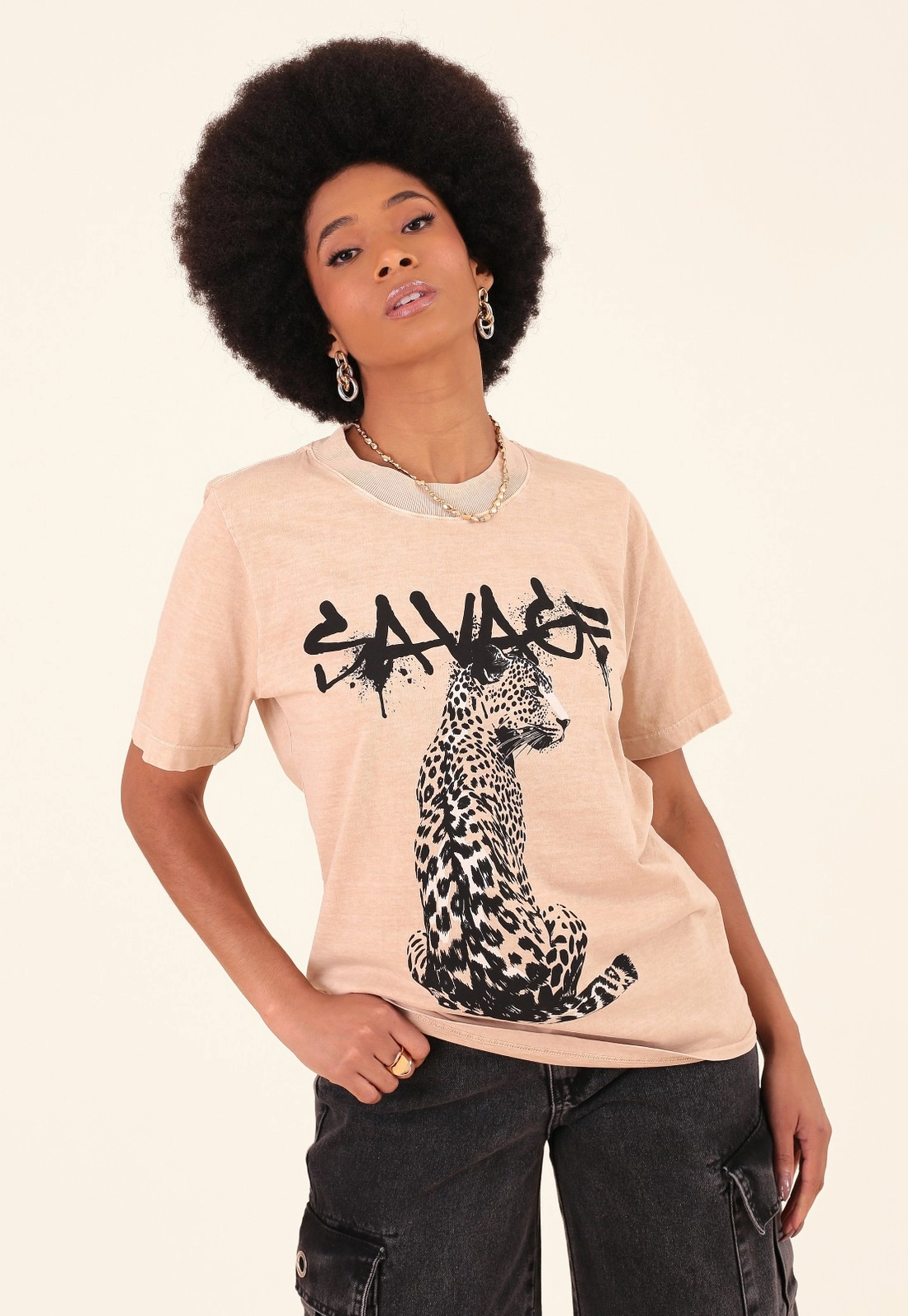T-Shirt Em Algodão Estonado Savage