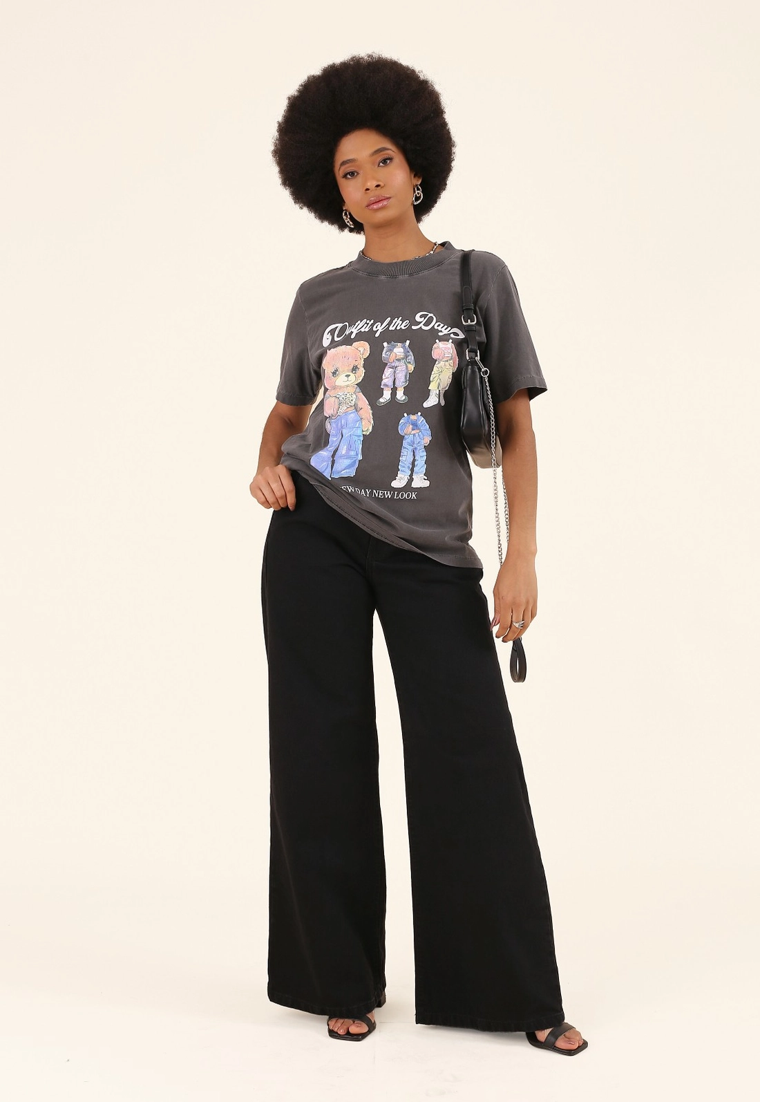 T-Shirt Em Algodão Estonado Urso Outfit