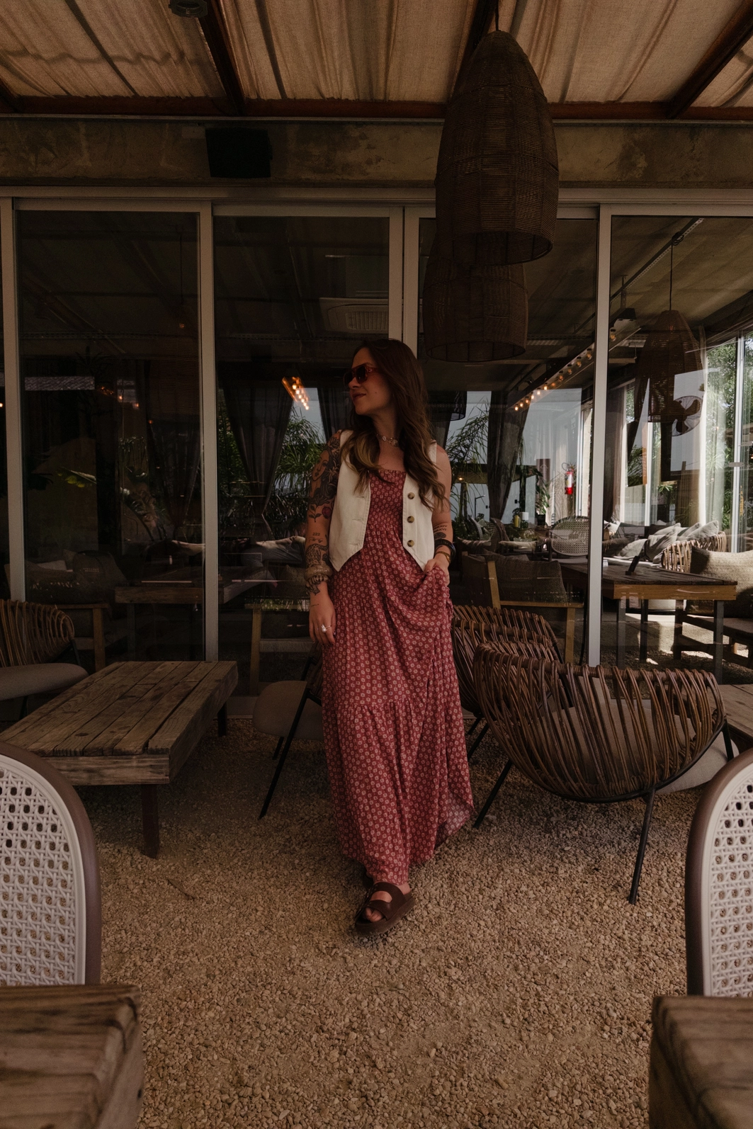 Vestido New Midi Em Viscose Com Lurex Boho Flower Com Alça