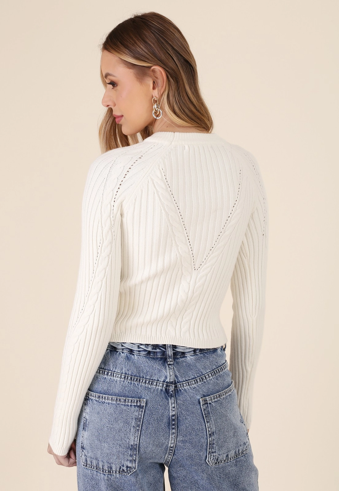 Blusa Tricô Manga Longa Com Tranças