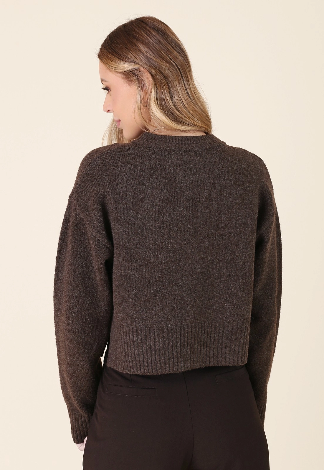 Cardigan Trico Manga Longa Cropped