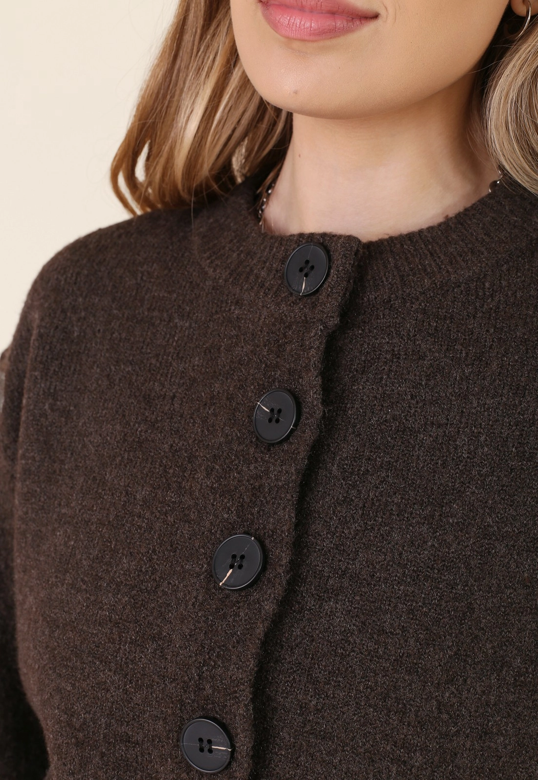 Cardigan Trico Manga Longa Cropped