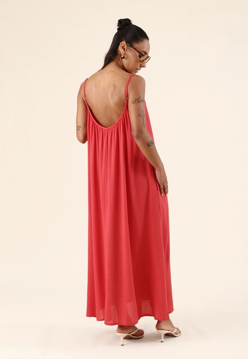 Vestido Midi Evasê Com Bolsos