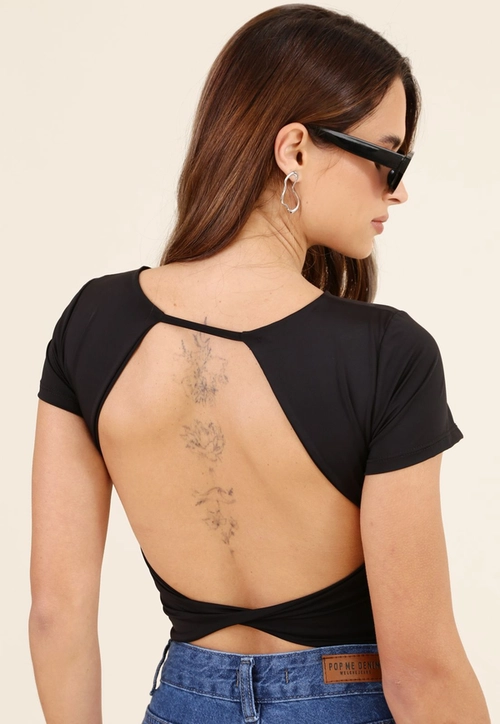 Blusa Em Poliamida Decote Costas