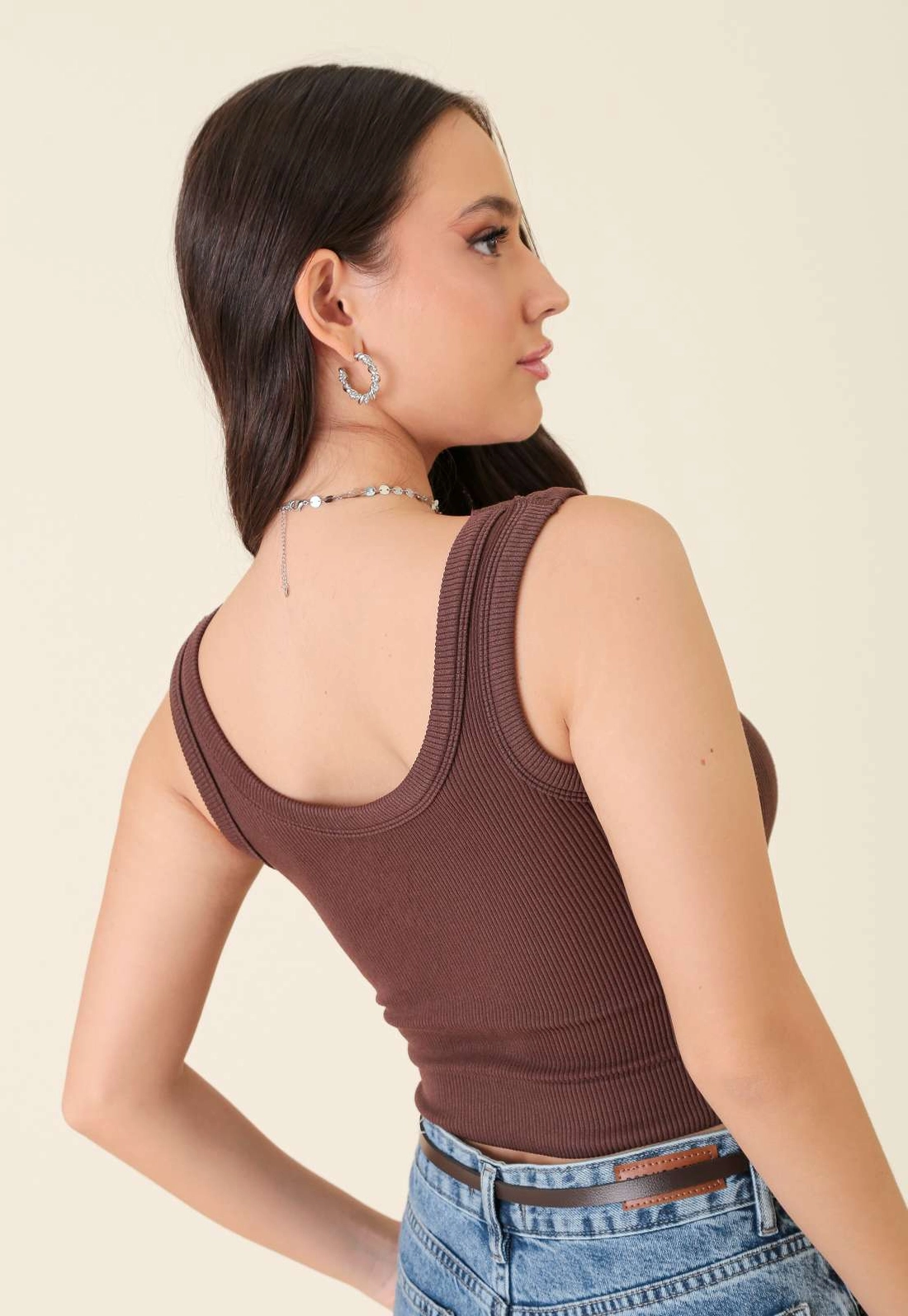 Blusa Regata Em Poliamida Canelada