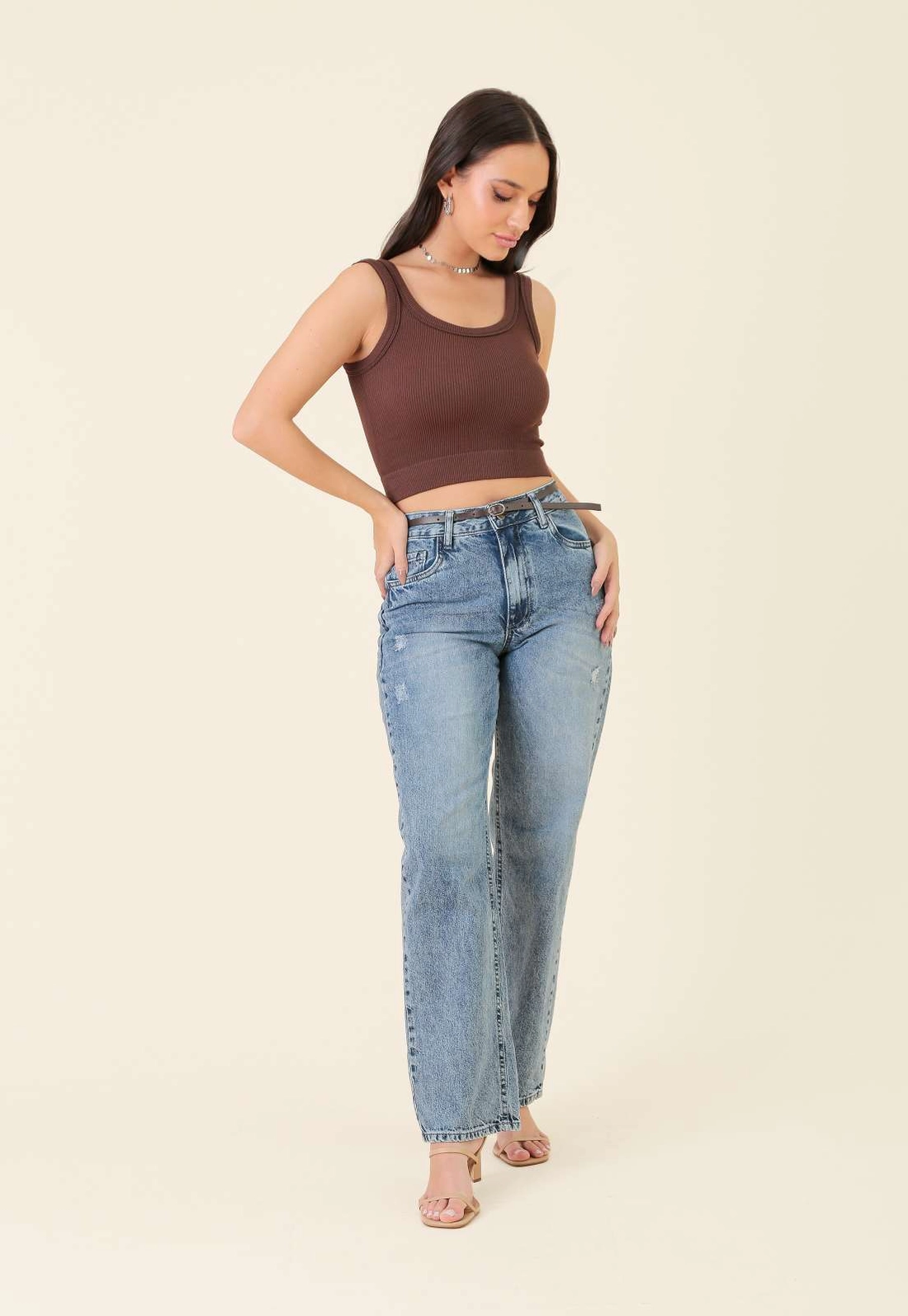 Blusa Regata Em Poliamida Canelada