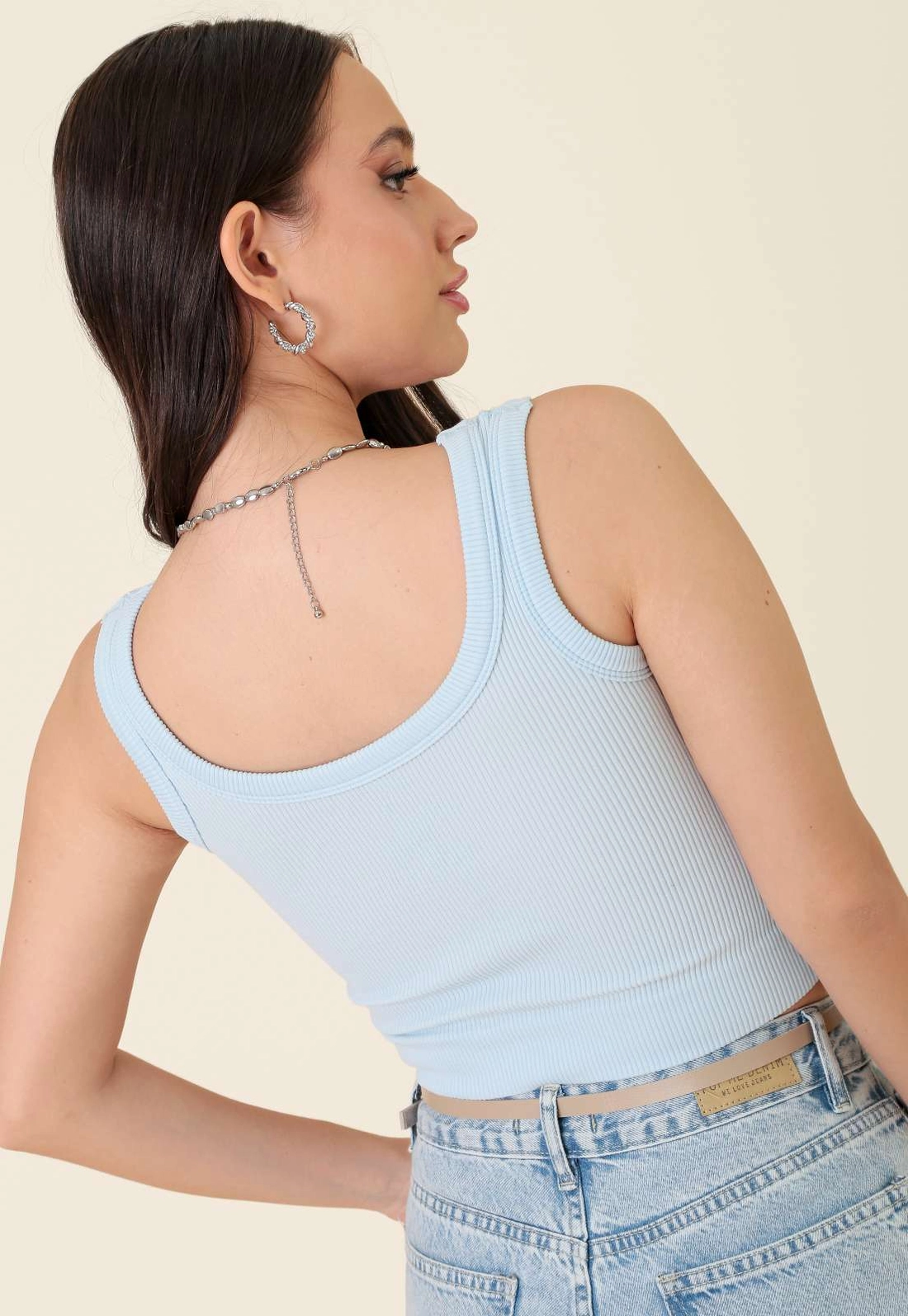 Blusa Regata Em Poliamida Canelada