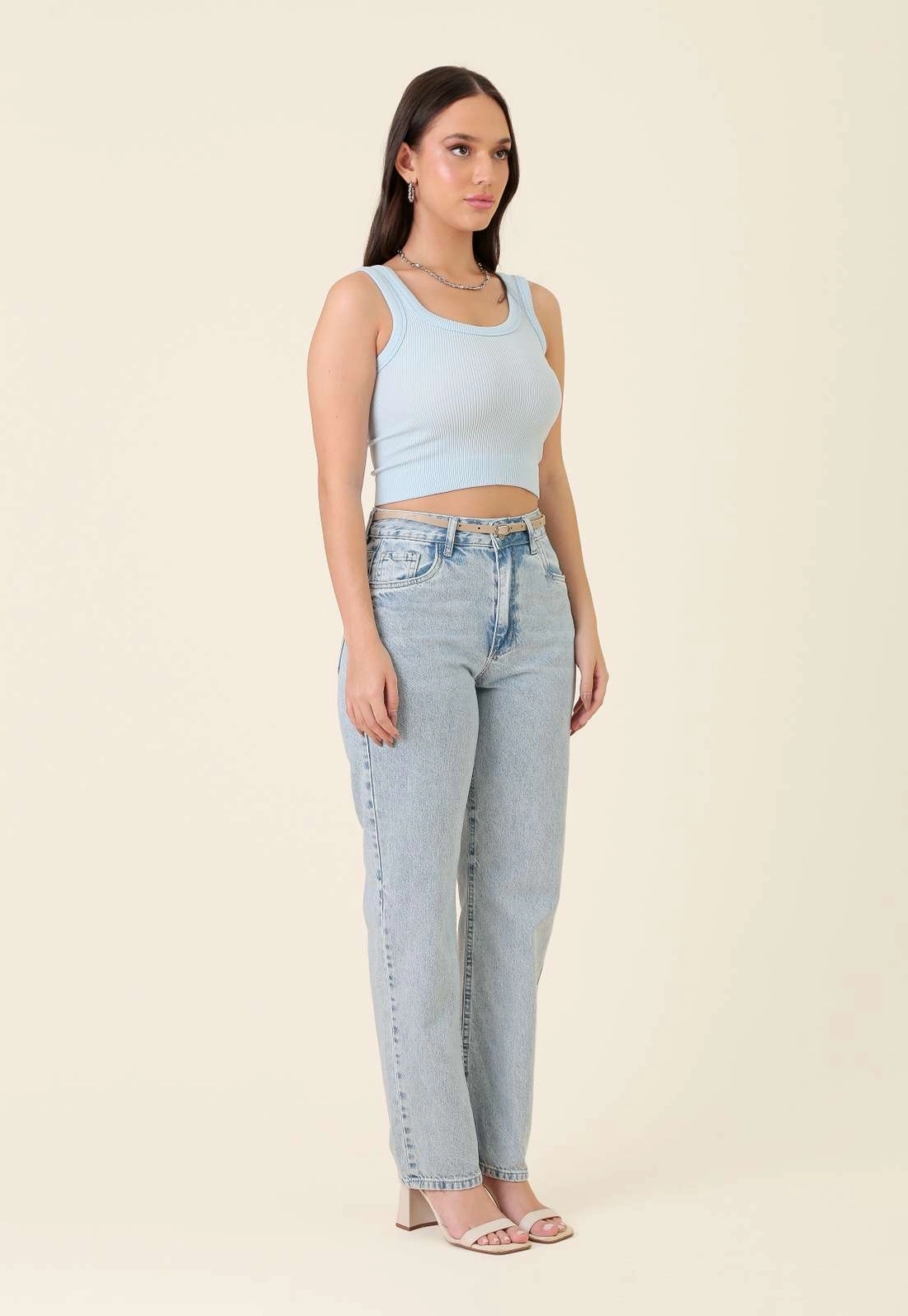Blusa Regata Em Poliamida Canelada