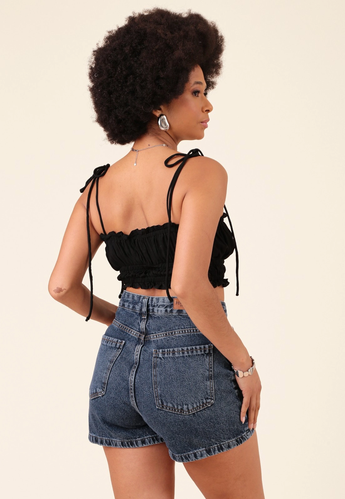 Bermuda Mom Jeans Azul Médio