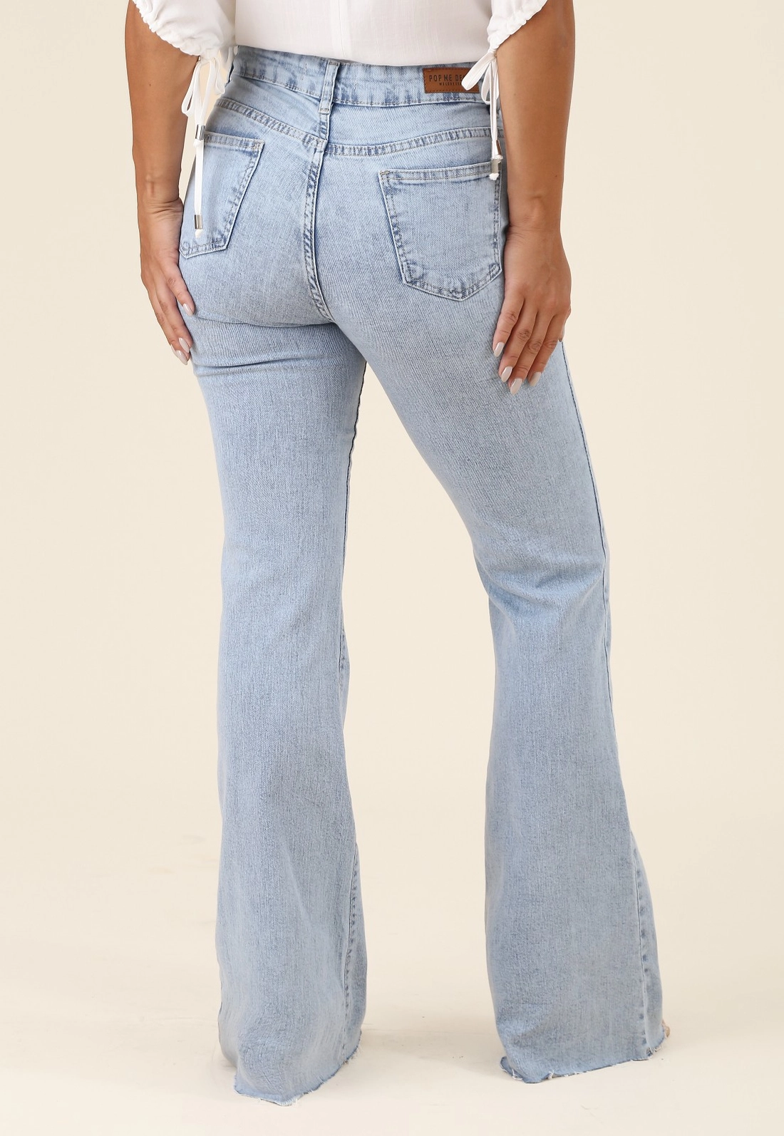 Calça Flare Jeans Com Lycra Azul Claro