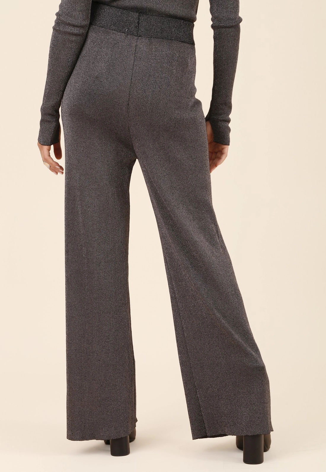 Calça Reta Em Tricô Com Lurex