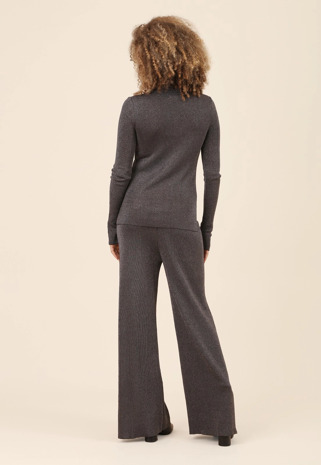Calça Reta Em Tricô Com Lurex