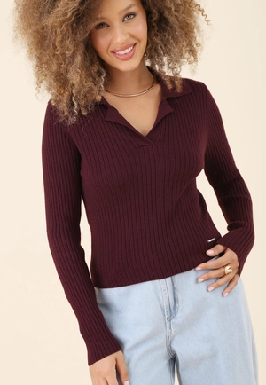 Blusa Polo Manga Longa Em Tricô