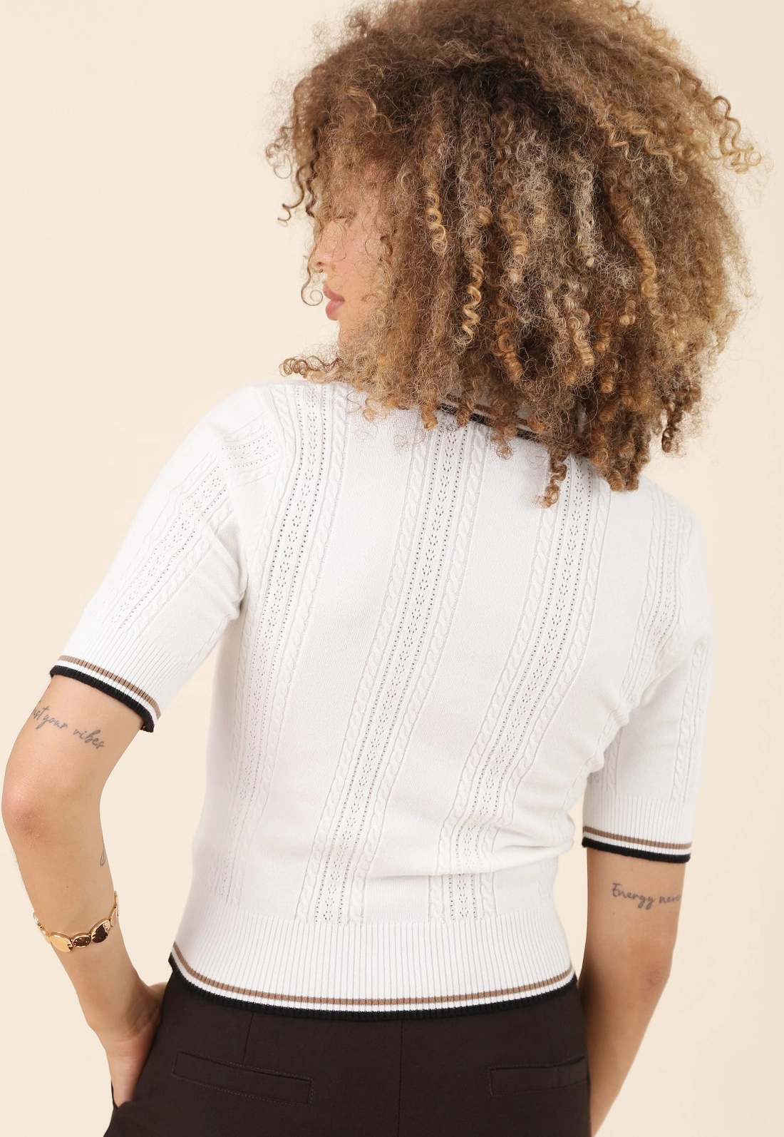 Blusa Polo Manga Curta Jaquard Em Tricô
