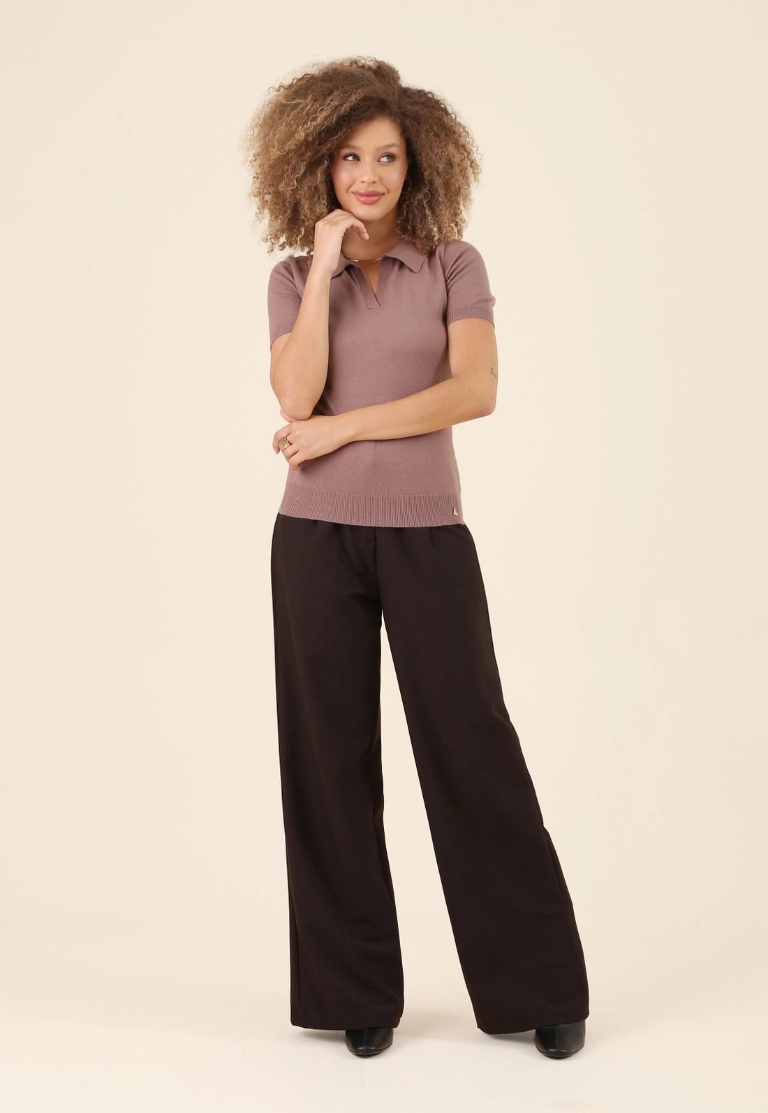 Blusa Gola Polo Manga Curta Em Tricô