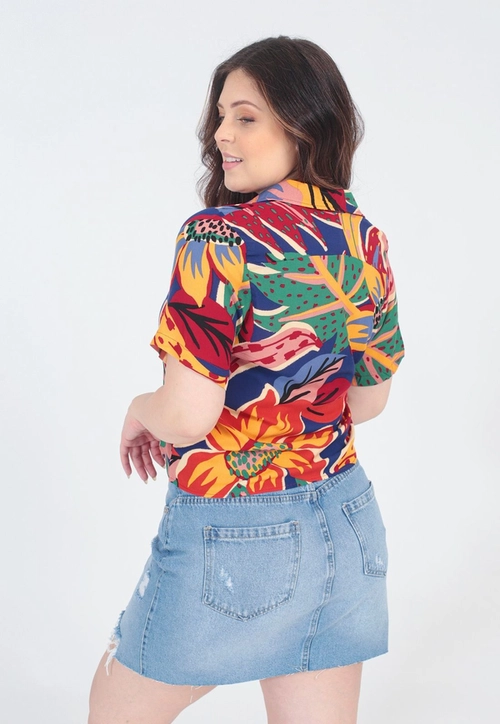 Camisa Viscose Manga Curta Estampada