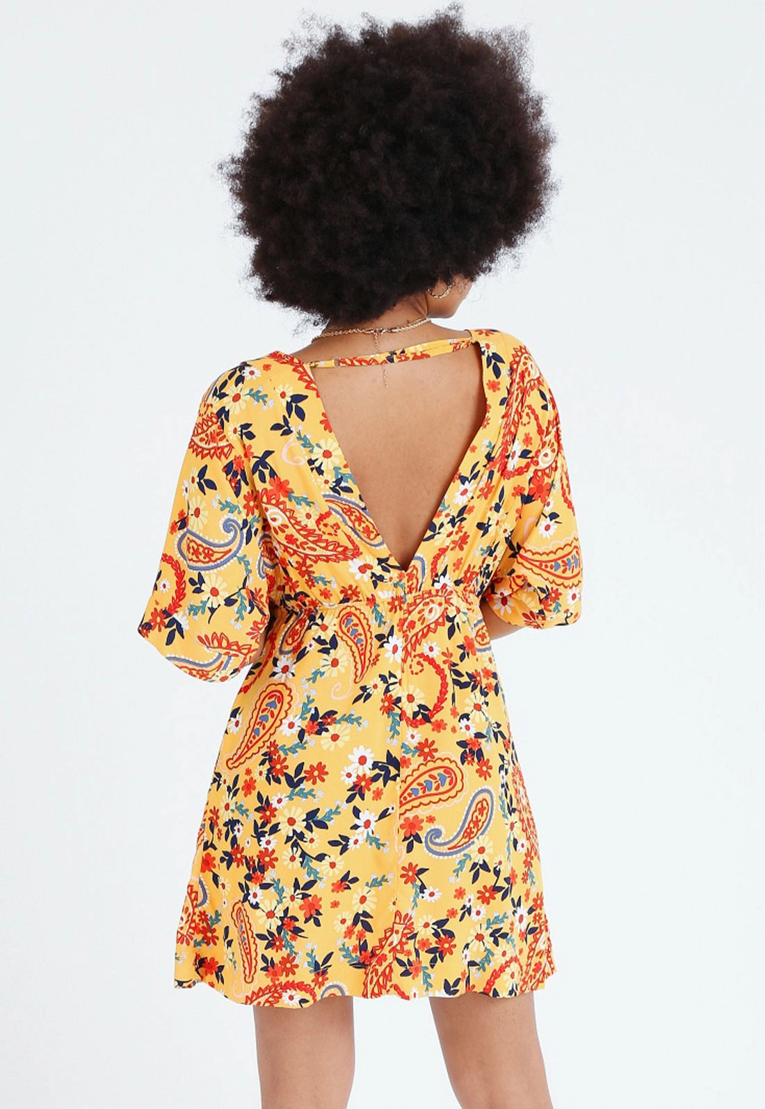 Vestido Manga Curta Decote V Cashmere