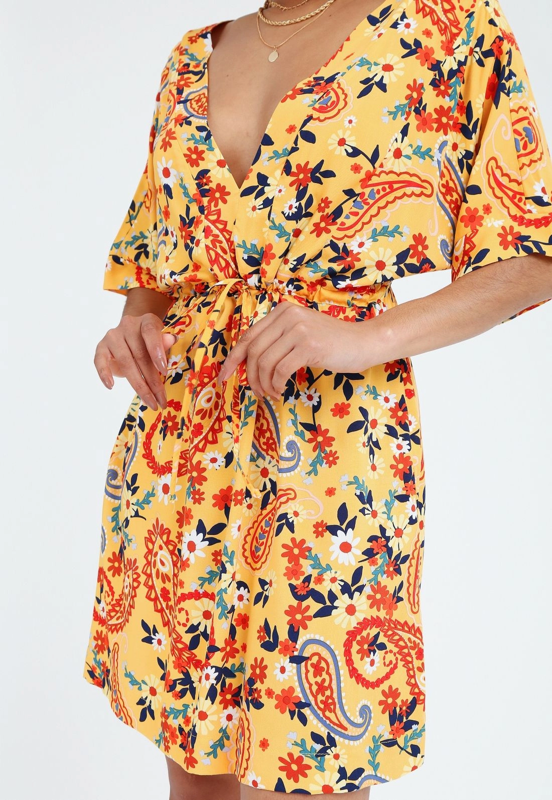 Vestido Manga Curta Decote V Cashmere