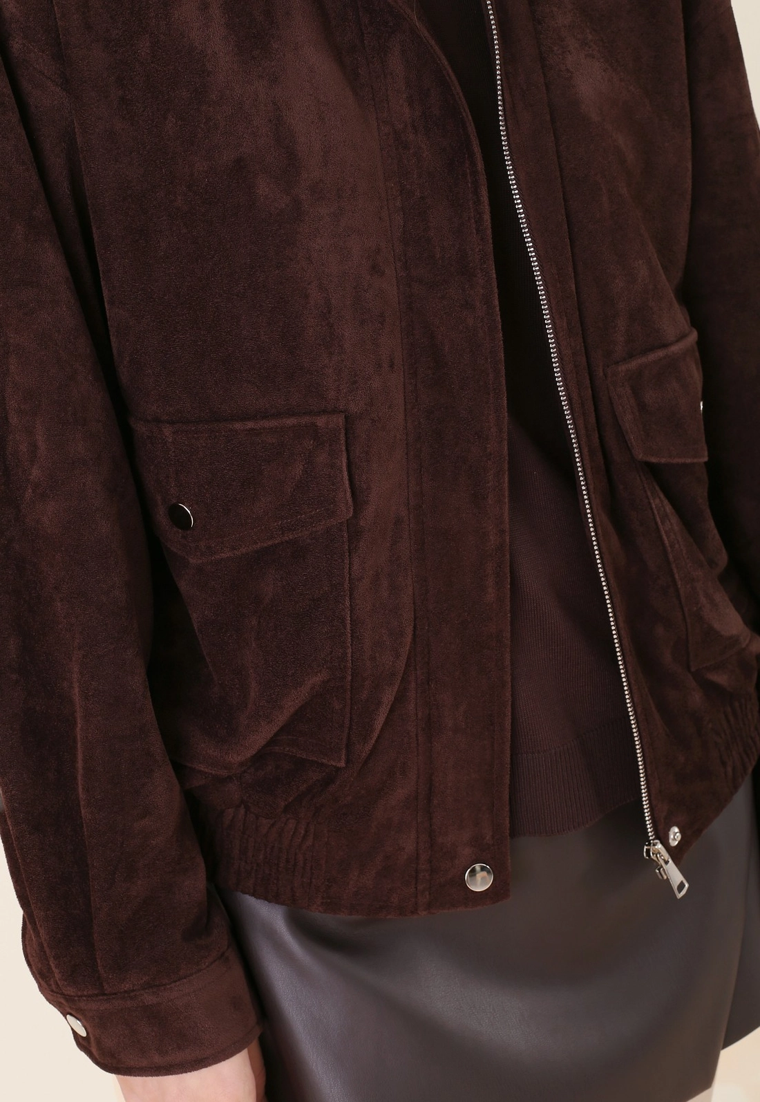 Jaqueta Oversized Barra Elástico Em Suede