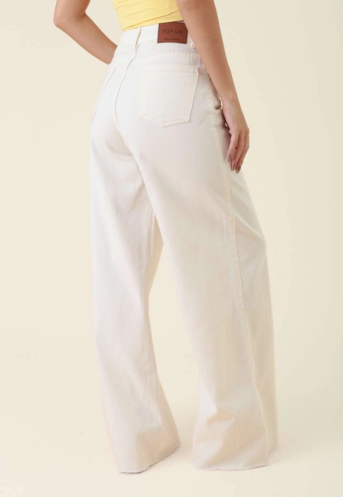 Calça Pantalona Sarja Com Pregas