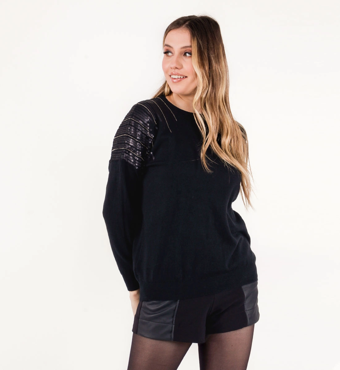 Blusa Tric Ml Omb/Paet