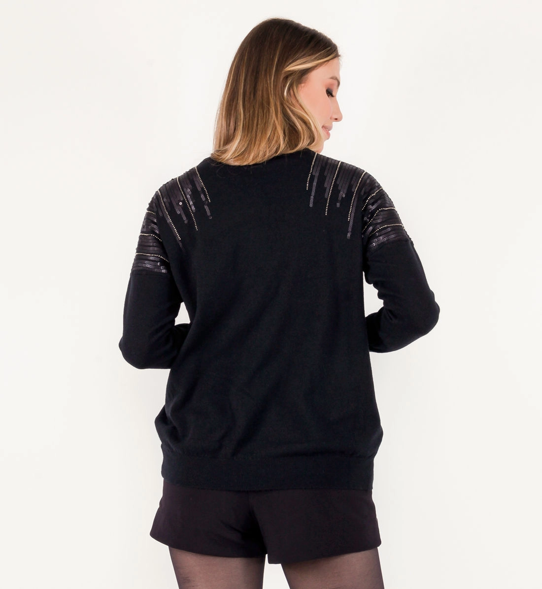 Blusa Tric Ml Omb/Paet