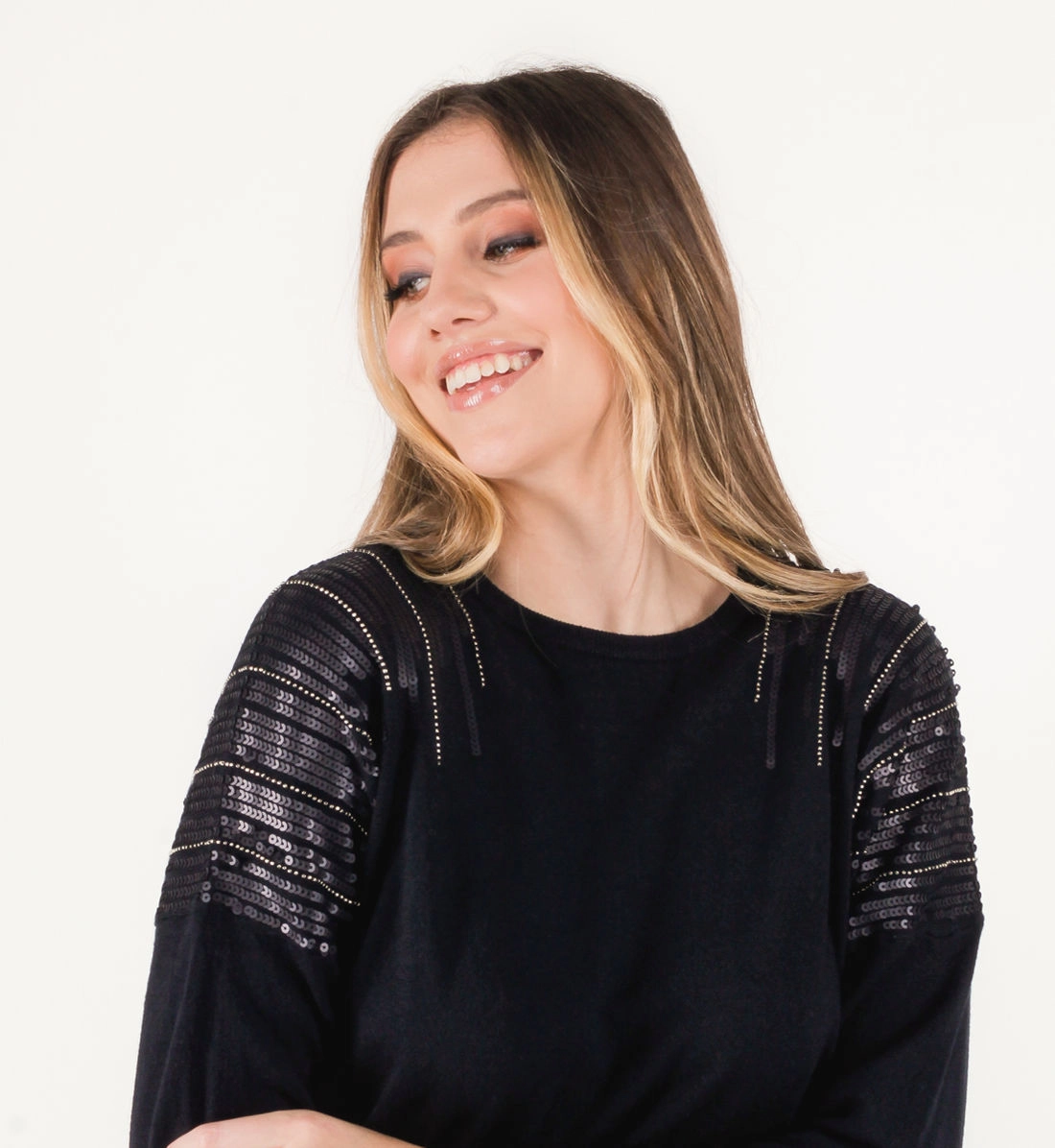 Blusa Tric Ml Omb/Paet