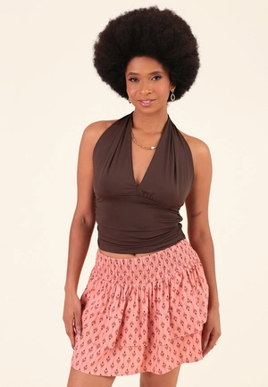 Saia Curta Em Viscose Estampada Étnico Folk Cós Elastex