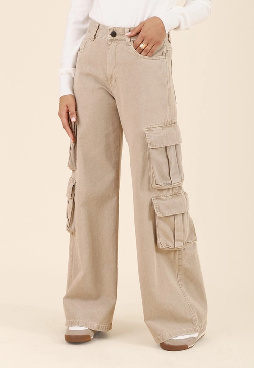 Calça Wide Leg Bolso Cargo Lateral