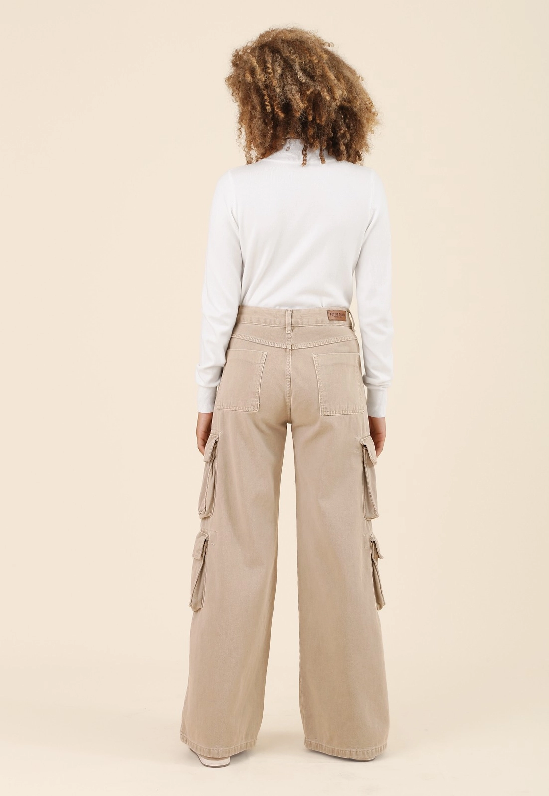 Calça Wide Leg Bolso Cargo Lateral
