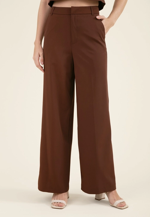 Calça Wide Leg Em Alfaiataria Com Cós Transpassado