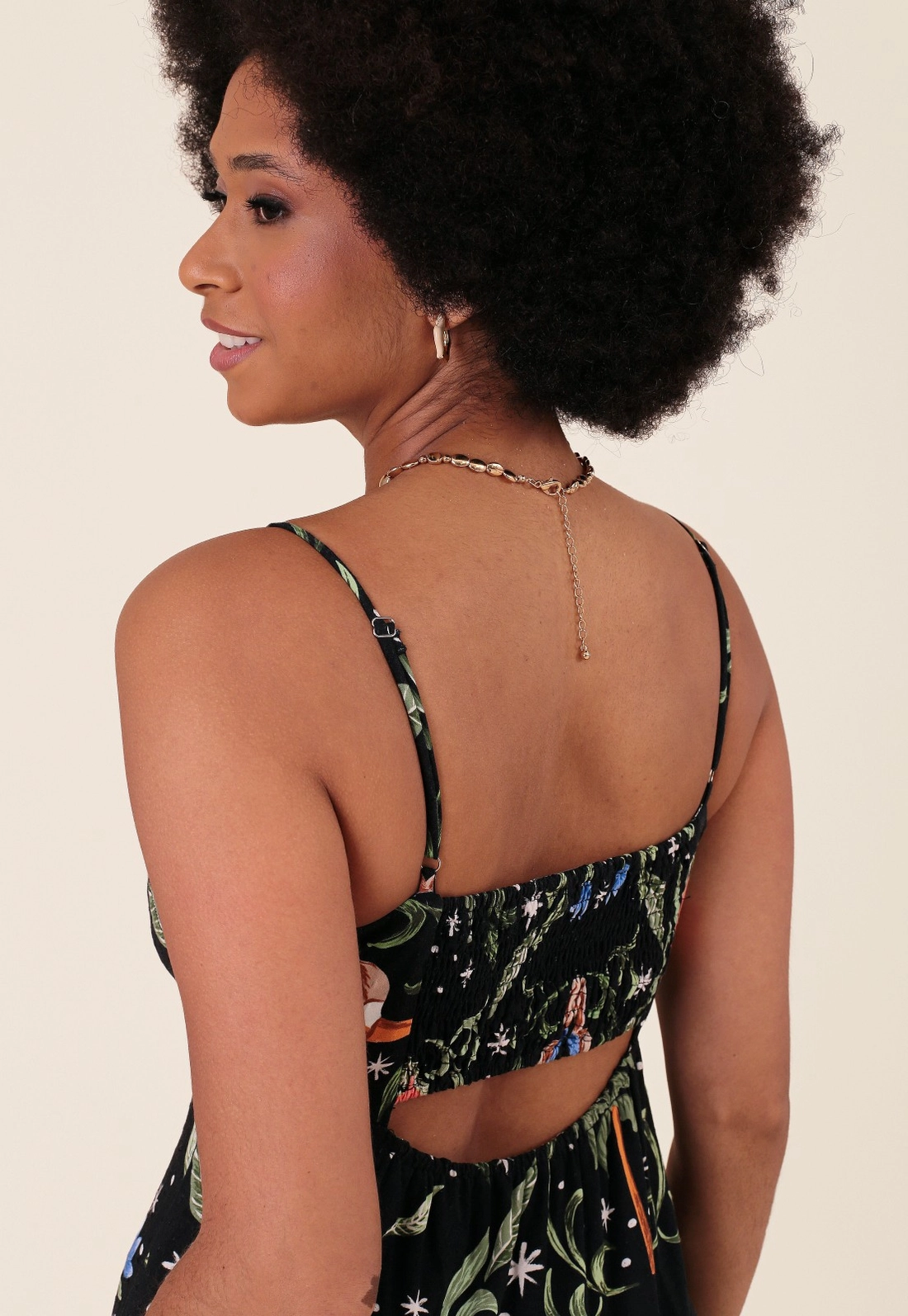 Vestido Midi Alça Em Viscose Viscose Estampada Tucano Tropical
