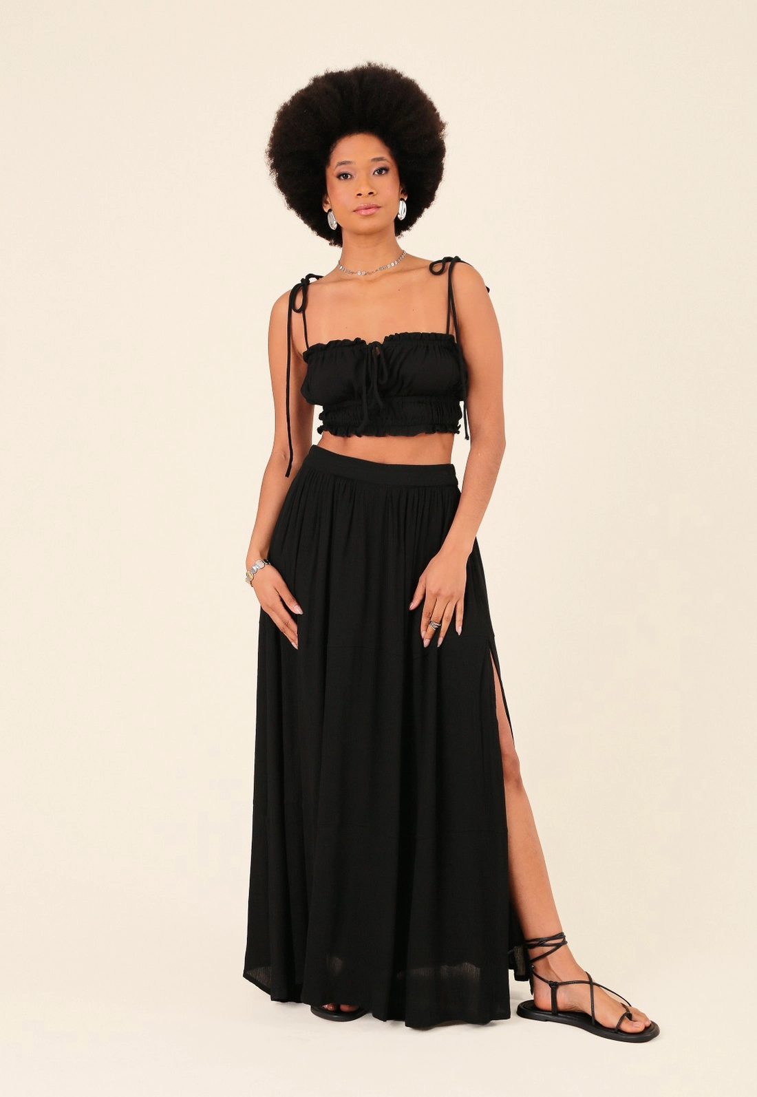 Blusa Cropped Em Viscose Texturizada