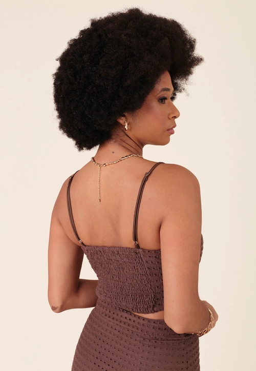 Blusa Cropped Em Laise Alça Com Abertura Busto