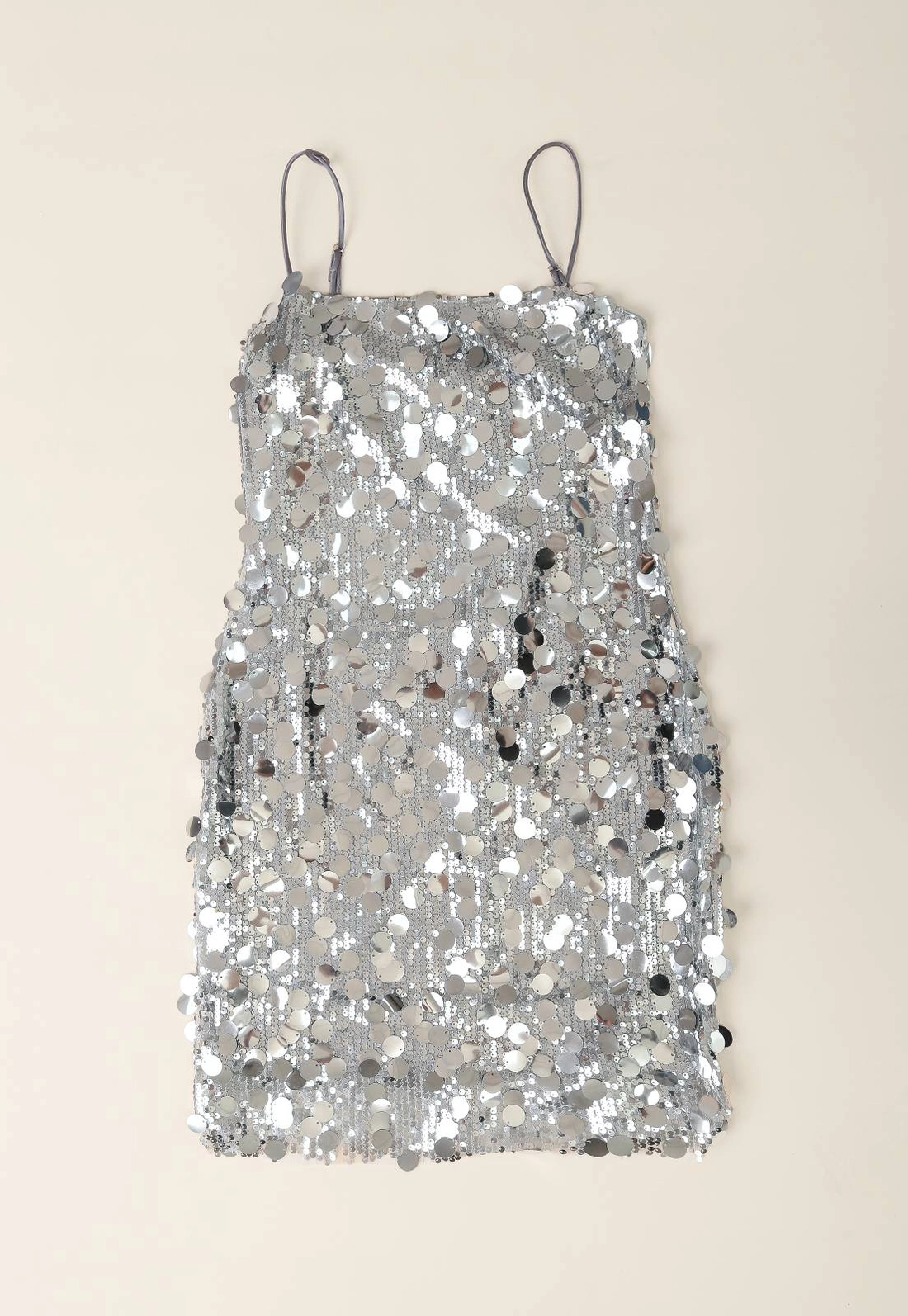 Vestido Curto Em Paetê Maxi Alça